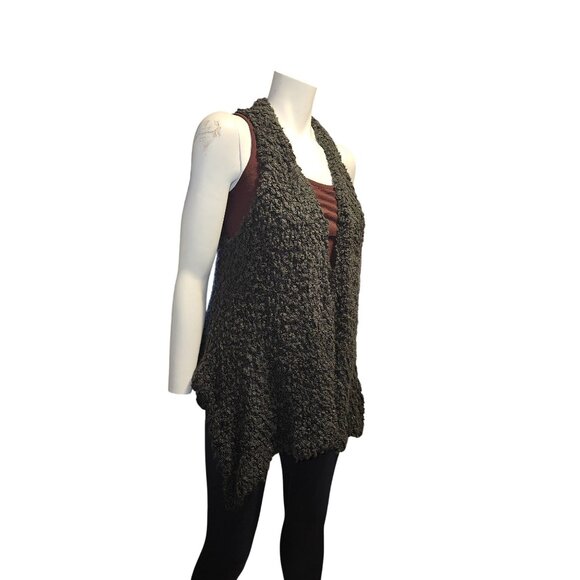 2/$35- BCBGeneration Womens Textured Knit Open Vest Sleeveless Charcoal Gray S - Picture 3 of 9